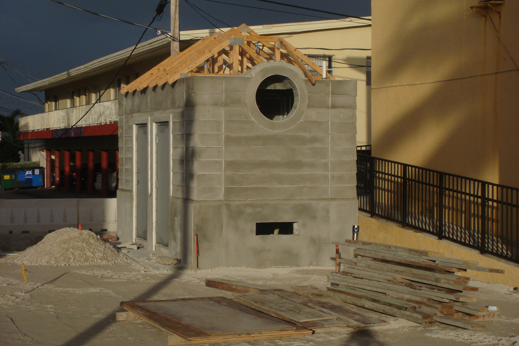 beach bathroom under construction